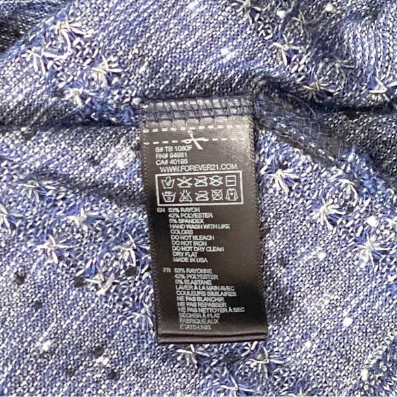 🎈Forever 21 F21 Blue Marled Lightweight Knit Relaxed Fit T Shirt Top Size Small - Picture 6 of 6